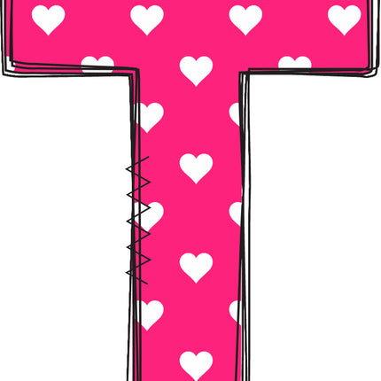 Letter 'T' pink quilt block
