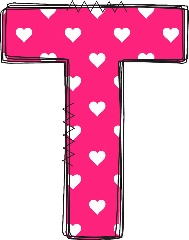 Letter 'T' pink quilt block