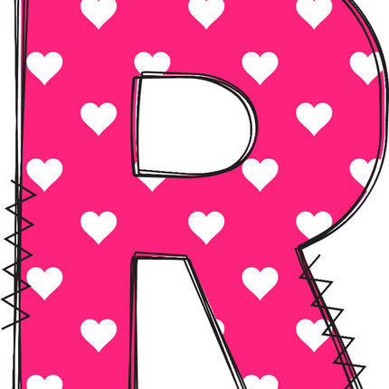 Letter 'R' pink quilt block