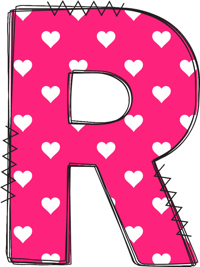 Letter 'R' pink quilt block