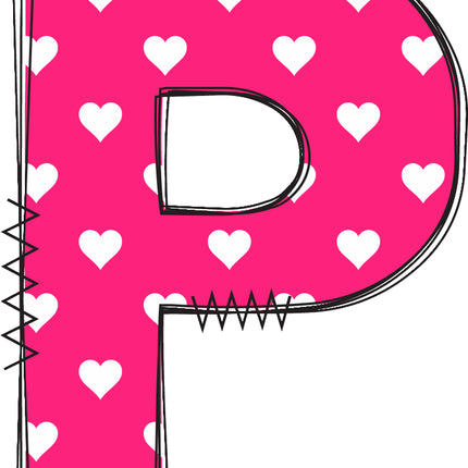 letter p pink quilt block