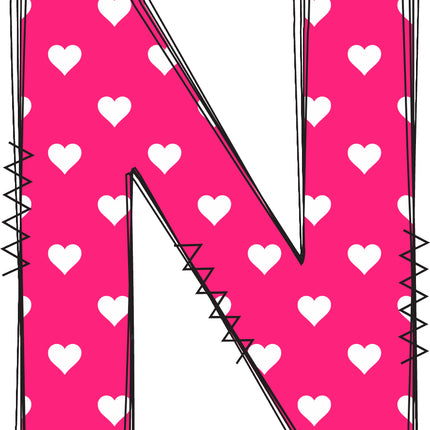 Letter 'N' pink quilt block