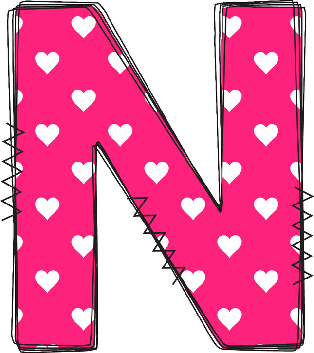 Letter 'N' pink quilt block