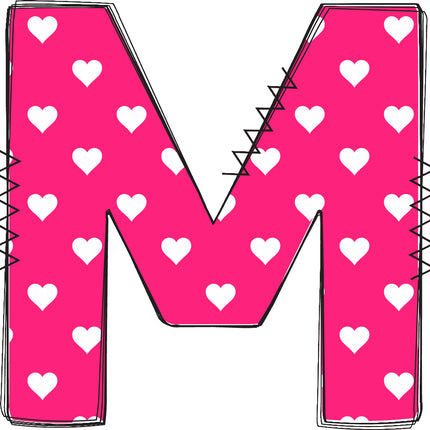 Pink letter 'M' pink quilt block