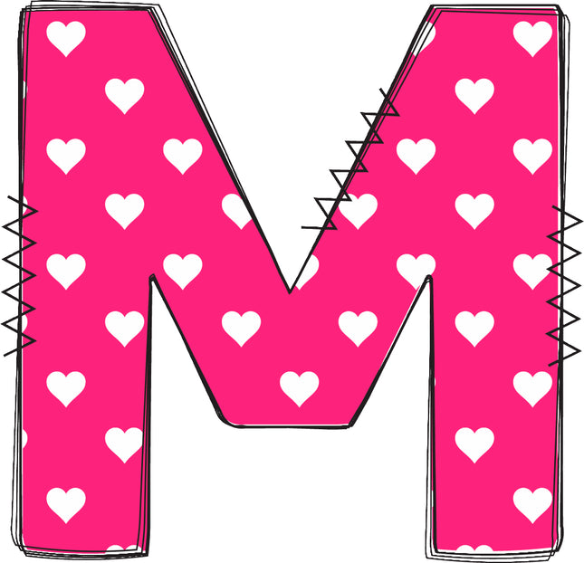Pink letter 'M' pink quilt block