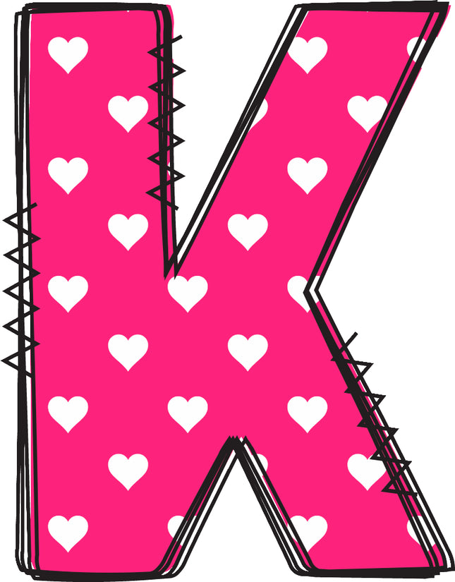 Letter 'K' pink quilt block