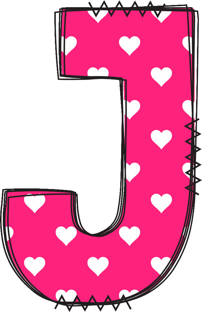 Letter 'J' pink quilt block