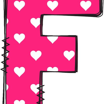 Letter 'F' pink quilt block
