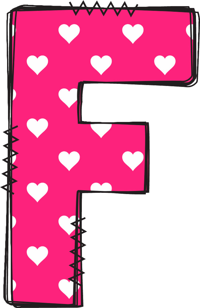 Letter 'F' pink quilt block