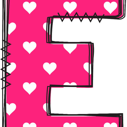 Letter 'E' pink quilt block