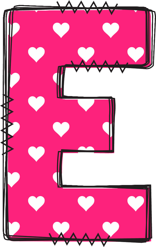 Letter 'E' pink quilt block