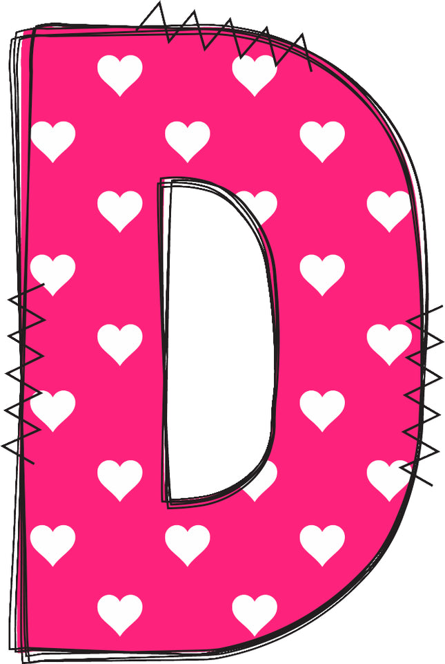 letter D pink quilt block