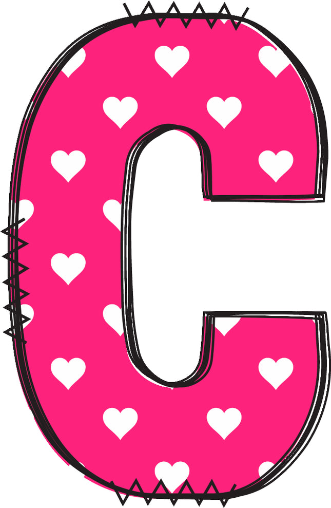 letter C pink quilt block