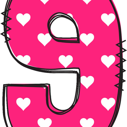 number 9 pink background fabric panel block