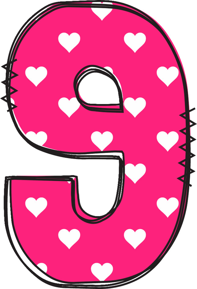 number 9 pink background fabric panel block