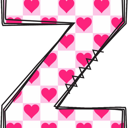 Letter 'Z' with a pink hearts quilt block