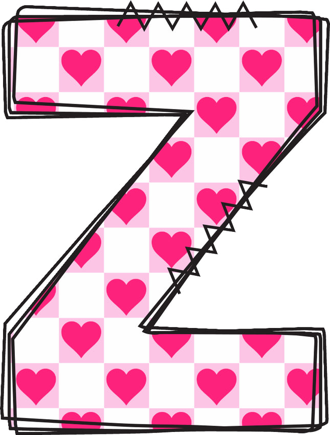 Letter 'Z' with a pink hearts quilt block