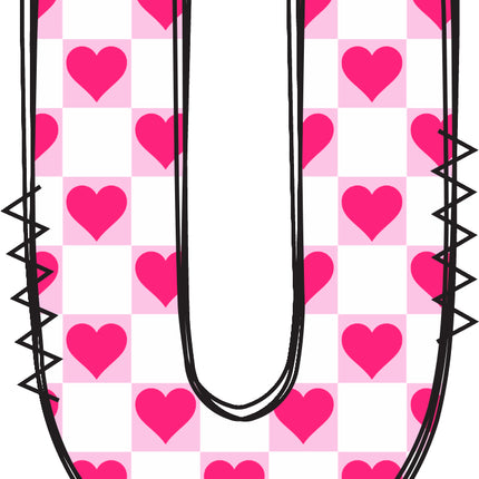 Letter 'U' with pink hearts quilt block