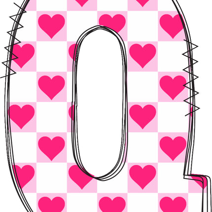 Letter 'Q' with pink hearts quilt block
