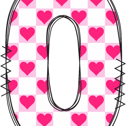 Letter 0 with pink hearts quilt block