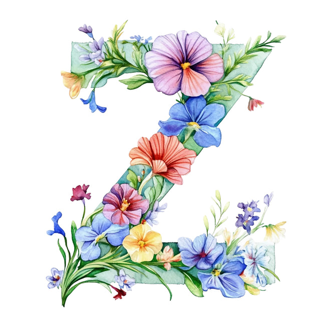 Colorful floral design in the shape of a letter 'Z' quilt block