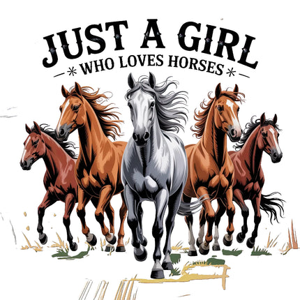 'Just a Girl Who Loves Horses' fabric panel