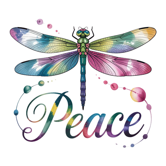 Colorful dragonfly peace fabric panel