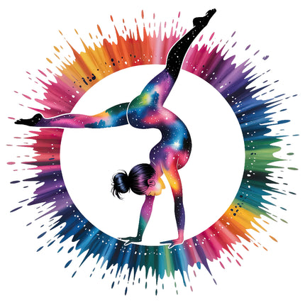 Colorful silhouette of a dancer fabric panel