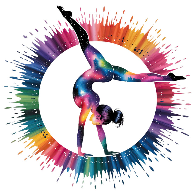 Colorful silhouette of a gymnast fabric panel