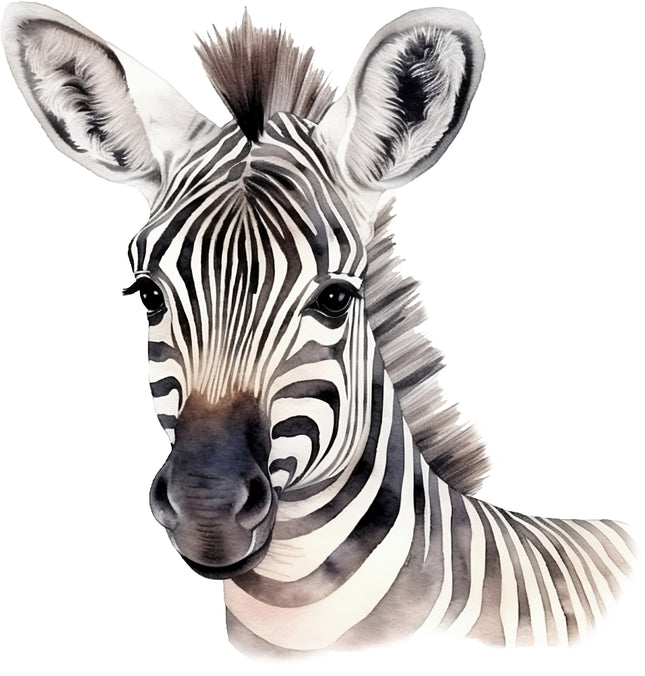 Close-up of a zebra's head fabric panel