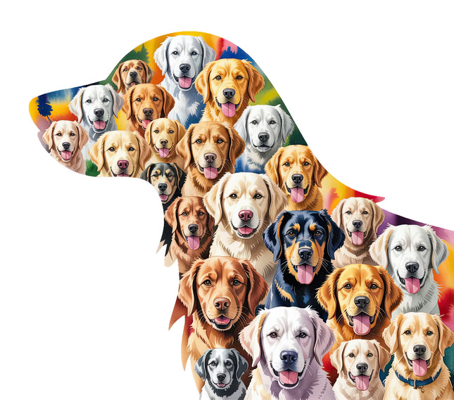 Collage of various dogs fabric panel