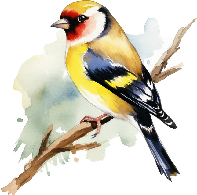 Colorful bird perched on a branch fabric panel