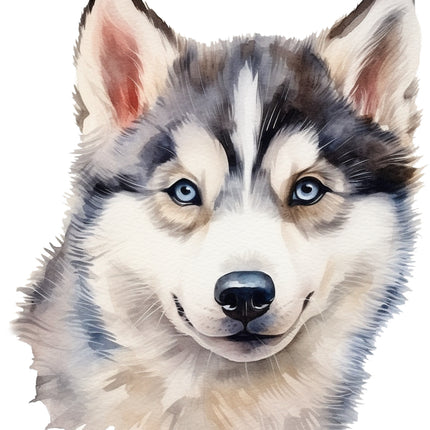 husky puppy fabric panel