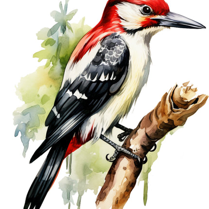 woodpecker on a branch fabric panel