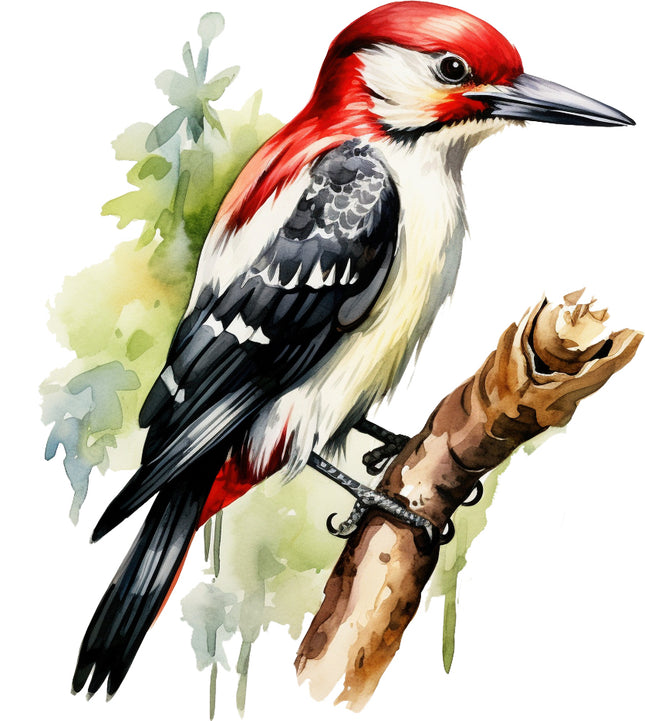 woodpecker on a branch fabric panel