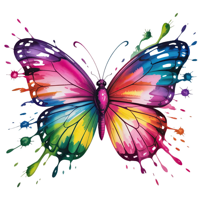 Colorful butterfly with splatter fabric panel