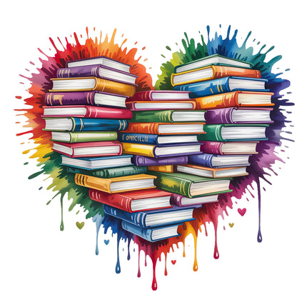 stack of books fabric panel