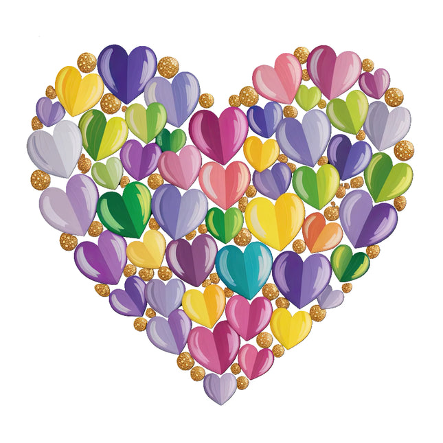 Colorful heart fabric panel