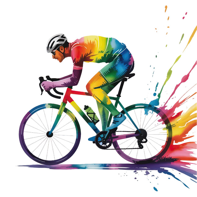 cyclist with abstract splashes fabric panel