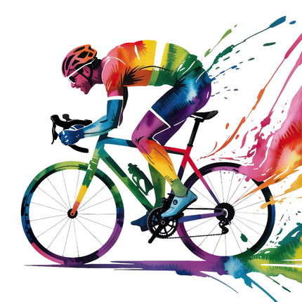 cyclist with abstract splashes fabric panel