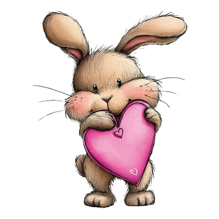 bunny holding a pink heart fabric panel