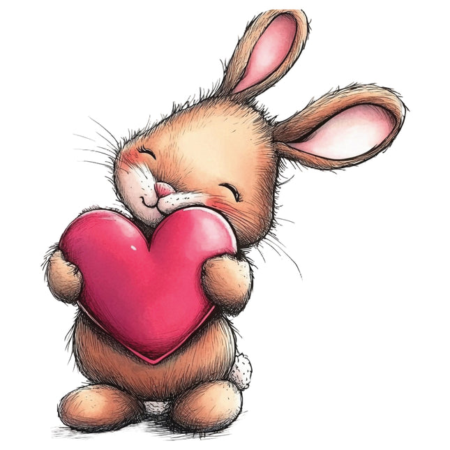 bunny holding a heart fabric panel