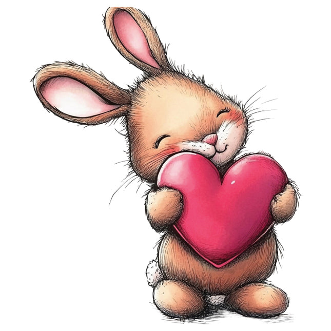 Cartoon bunny holding a heart fabric panel
