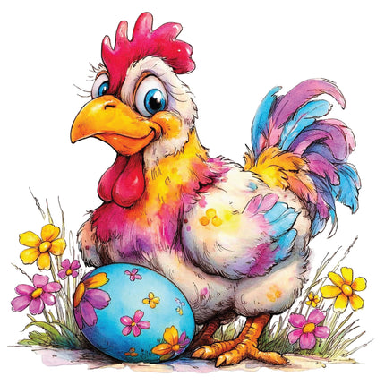 Colorful cartoon rooster fabric panel