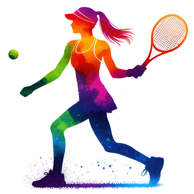 tennis player with a racket and ball fabric panel