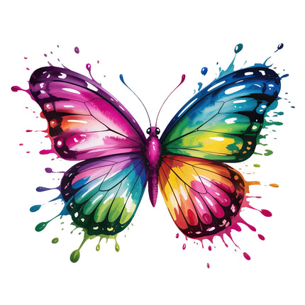 Colorful butterfly with splatter effects fabric panel