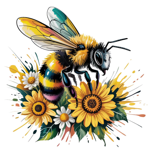 bee and flowers fabric panel