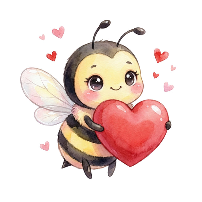 bee holding a heart fabric panel
