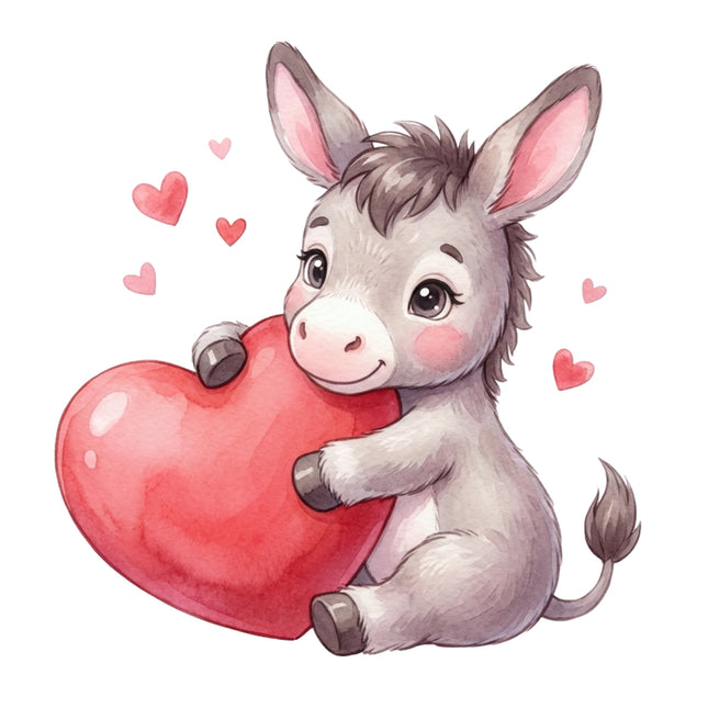 donkey holding a heart fabric panel