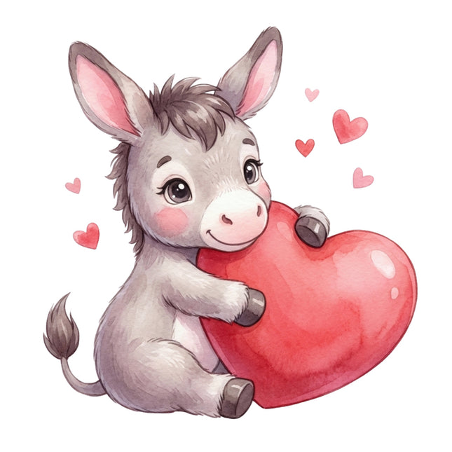 donkey holding a heart fabric panel